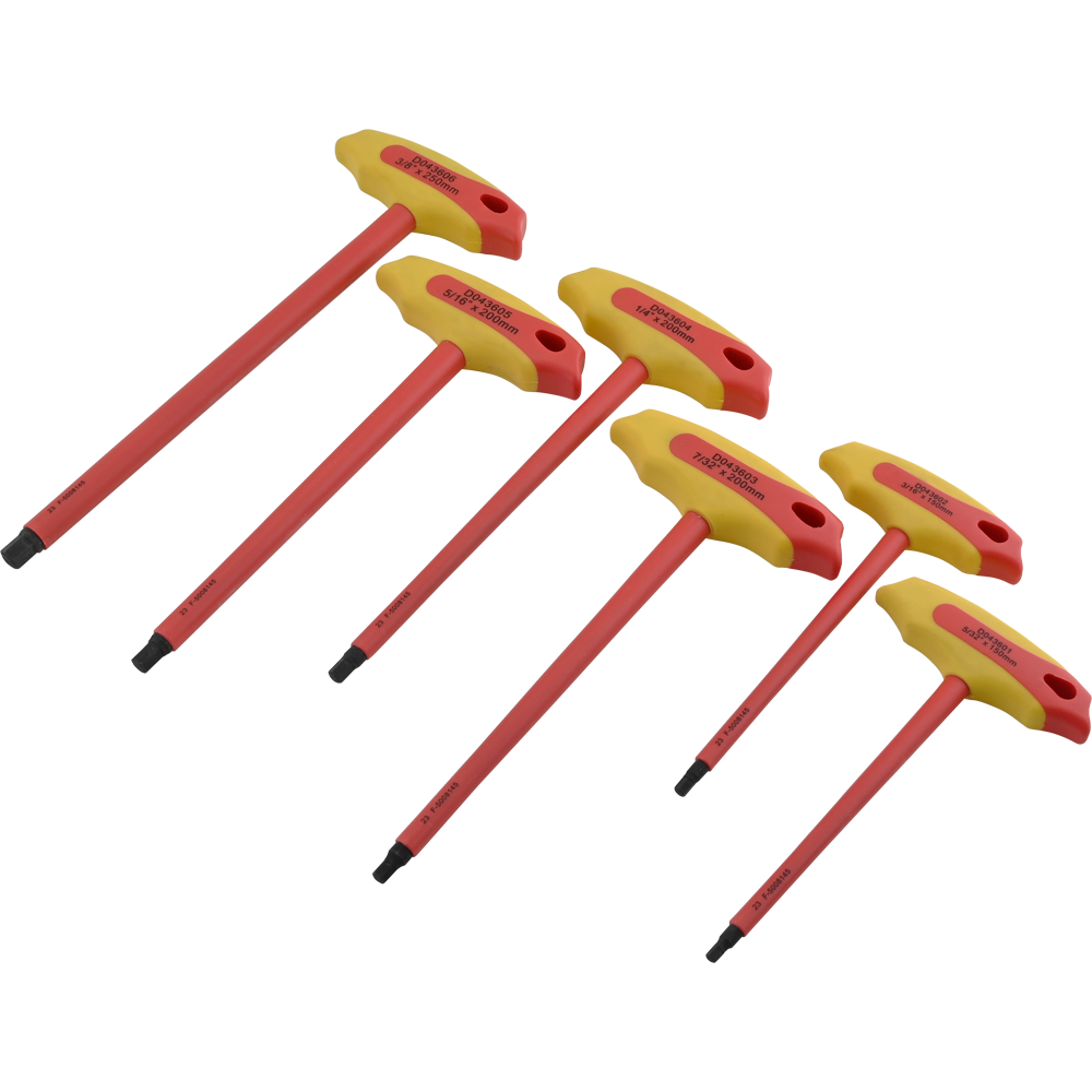 6 Piece SAE Insulated T-Handle Hex Key Set